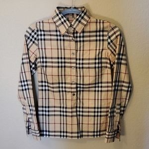 Burberry Check Print Side Zip Women's Blouse